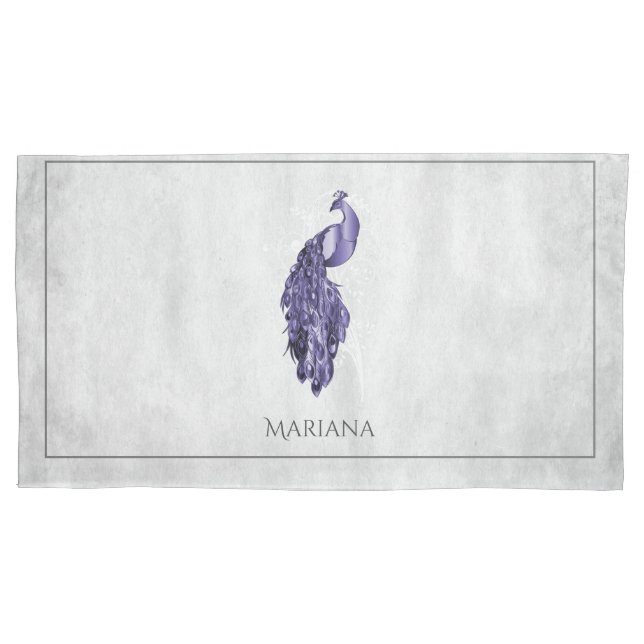 Purple Elegant Peacock Pillow Case (Front)