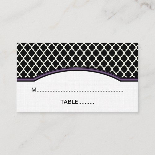 Purple Elegant Quatrefoil Place Card