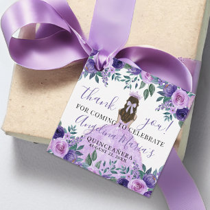 Purple Elegant Quinceanera Thank You Favor Tags