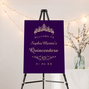 Purple Elegant Quinceanera Welcome Sign