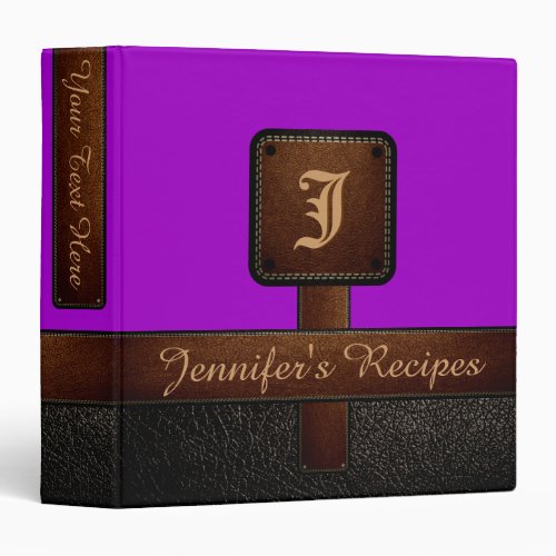 Purple Elegant Recipe Leather Look Binder