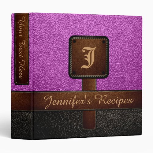 Purple Elegant Recipe Leather Look Binder