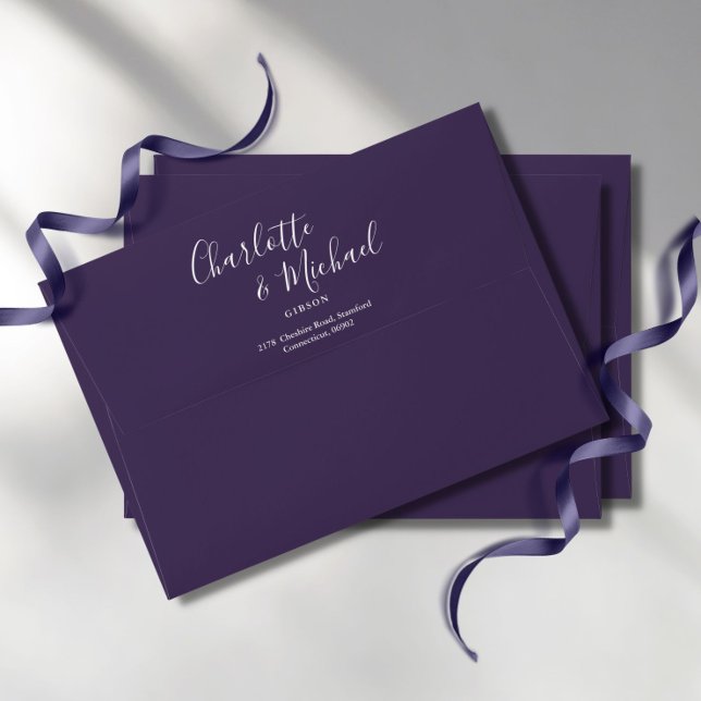Purple Elegant Script Simple Return Address Envelope (Creator Uploaded)