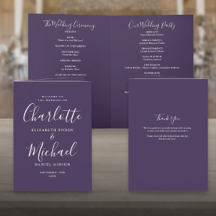 Purple Elegant Signature Script Wedding Program