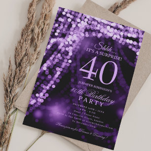 Purple   Elegant Surprise 40th Birthday Party  Invitation