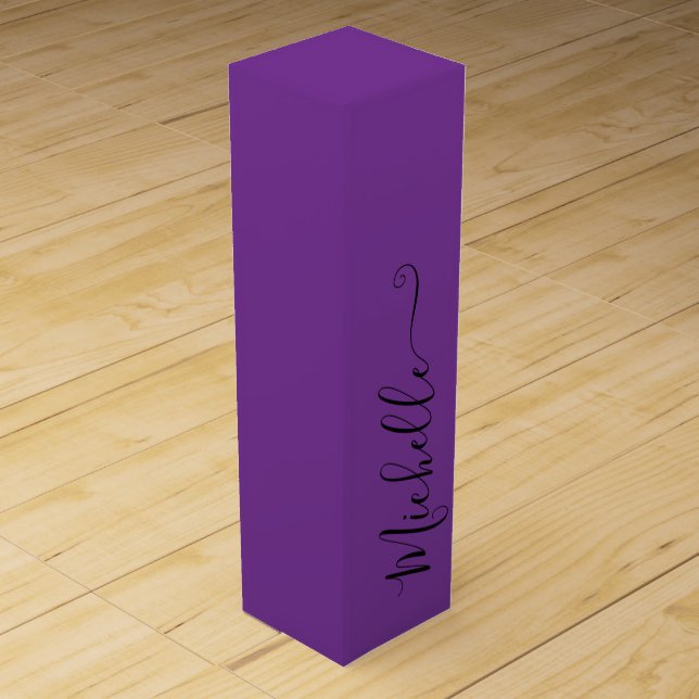 Purple Elegant Typography Wine Box (Front)