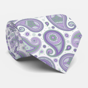 Purple elegant vintage paisley pattern neck tie