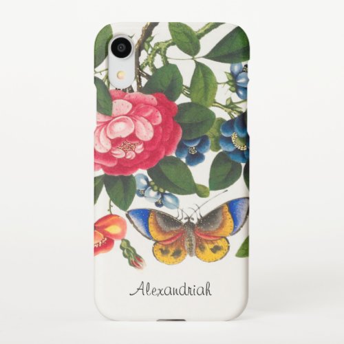 Purple Elegant Vintage Watercolor Flowers iPhone C iPhone XR Case