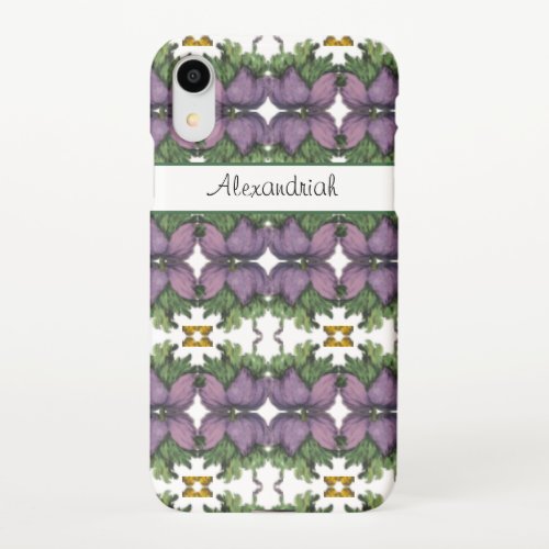 Purple Elegant Vintage Watercolor Flowers iPhone XR Case