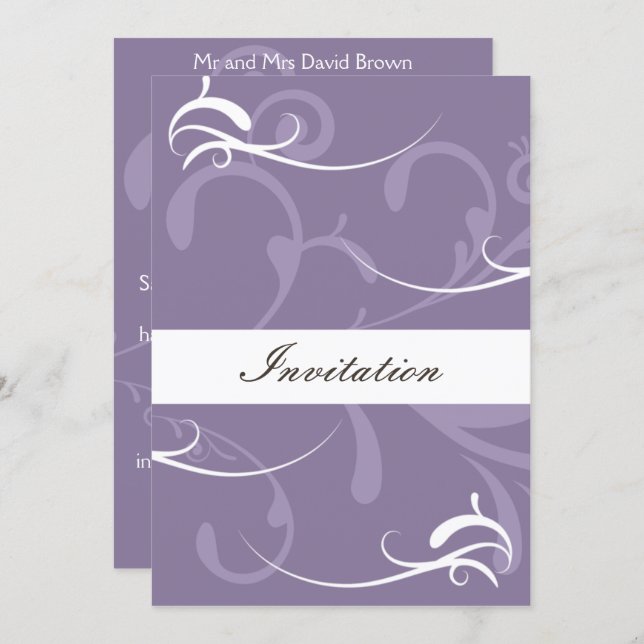 Purple Elegant Wedding Cards (Front/Back)