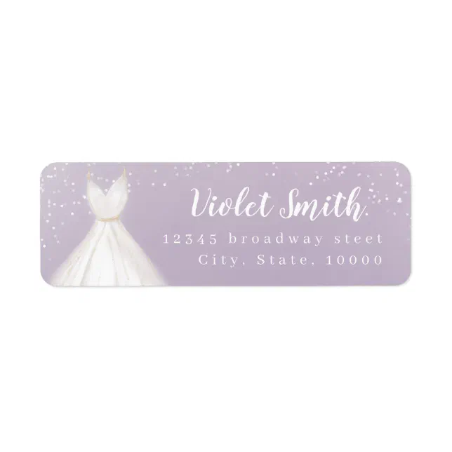 Purple Elegant wedding Dress return address Label | Zazzle