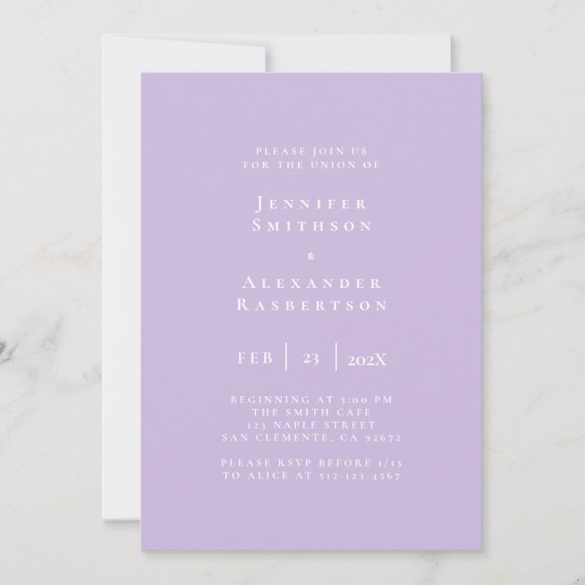 Purple Elegant Wedding Invitation (Front)