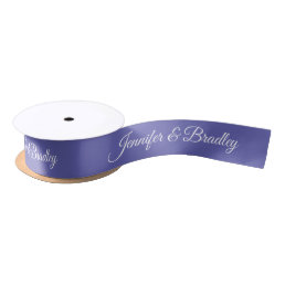 Purple Elegant Wedding Personalized Name Satin Ribbon