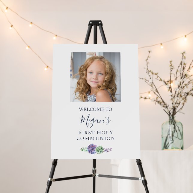 Purple Elegant Welcome Photo Poster Foam Board (In Situ (Stand))