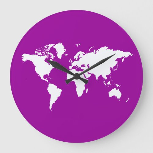 Purple Elegant World Large Clock
