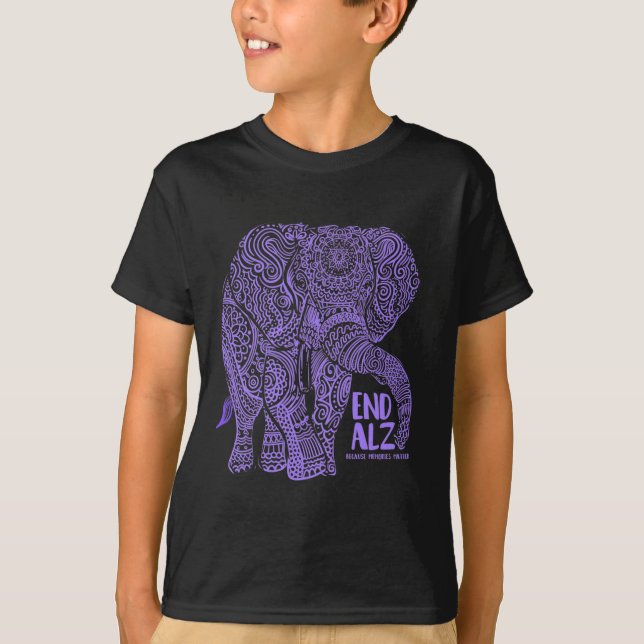 Purple Elephant Alzheimer Awareness Apparel and gi T-Shirt (Front)