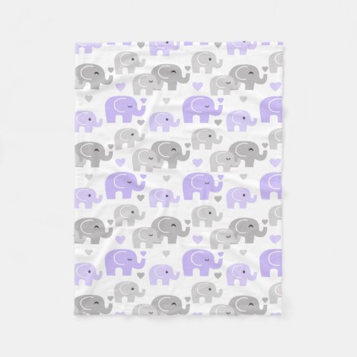 Purple Elephant Baby Girl Fleece Blanket