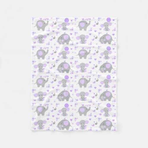 Purple Elephant Baby Girl Fleece Blanket