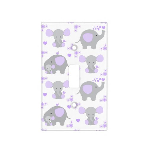 Purple Elephant Baby Girl Nursery Safari Animals Light Switch Cover