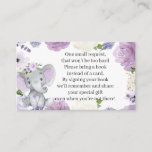 Purple Elephant Baby Shower Book Request Card at Zazzle