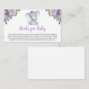 Purple Elephant Baby Shower Books for Baby Business Card