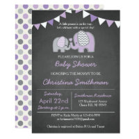 Purple Elephant Baby Shower Invitation