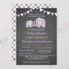 Purple Elephant Baby Shower Invitation