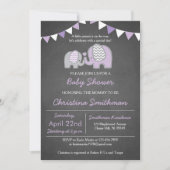 Purple Elephant Baby Shower Invitation (Front)