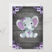 Purple Elephant Baby shower invitation rustic (Back)
