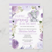 Purple Elephant Baby Shower Invitations for a Girl (Front/Back)