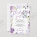 Purple Elephant Baby Shower Thank You Cards at Zazzle