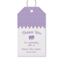 Purple Elephant Baby Shower Thank You Gift Tags