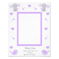 Purple Elephant Baby Stats Girl Photo Wall Art