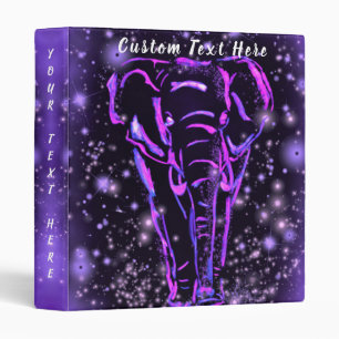Purple Elephant Binder Personalized Text