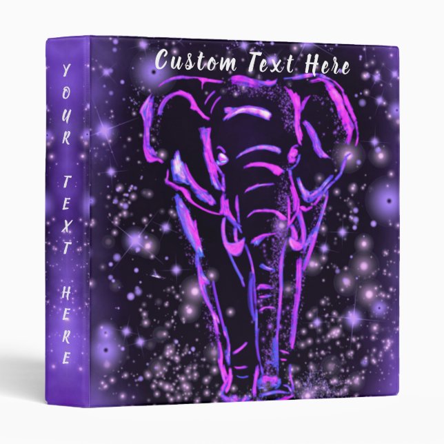 Purple Elephant Binder Personalized Text (Front/Spine)