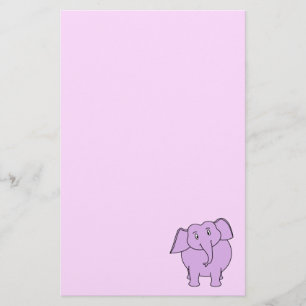 Purple Elephant. Cartoon Stationery