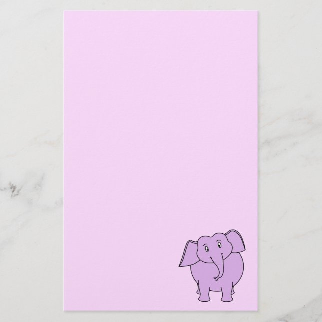 Purple Elephant. Cartoon Stationery (Front)