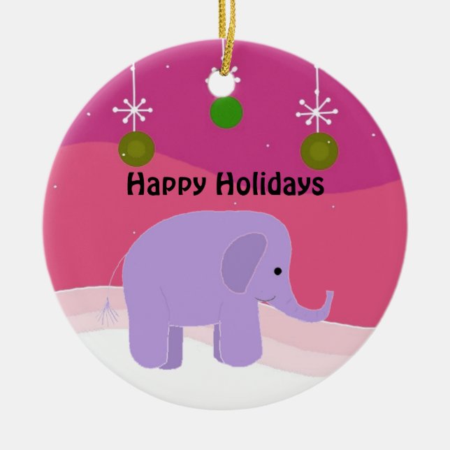 Purple Elephant Christmas Ornament (Front)