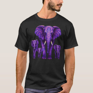 Purple Elephant Family Gift Bold Cartoon T-Shirt