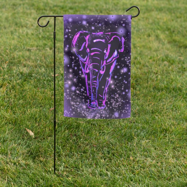 Purple Elephant Garden Flag (In SItu)