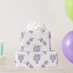 Purple elephant gift wrapping paper, baby shower w wrapping paper