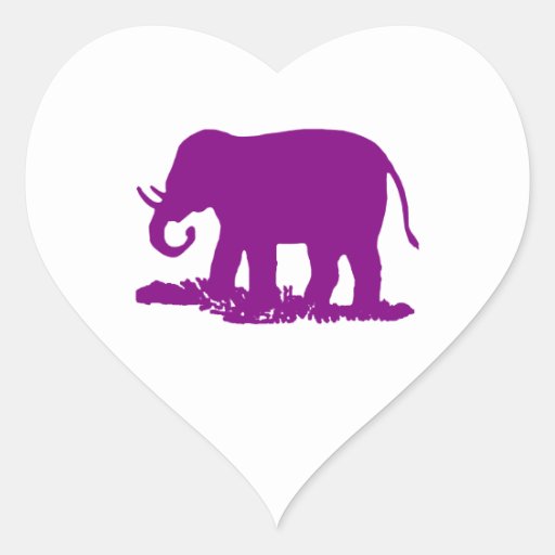 Purple Elephant Heart Sticker | Zazzle