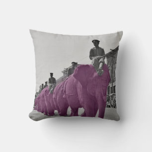 Purple Elephant March Circa 1920's Circus Parade Throw Pillow