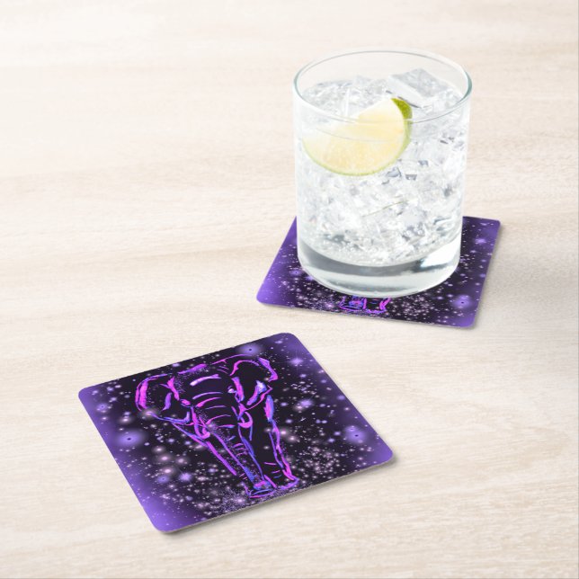 Purple Elephant Paper Coaster (Insitu)