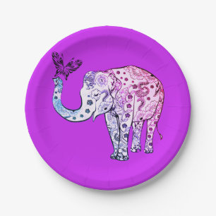 Purple Elephant Paper Plates