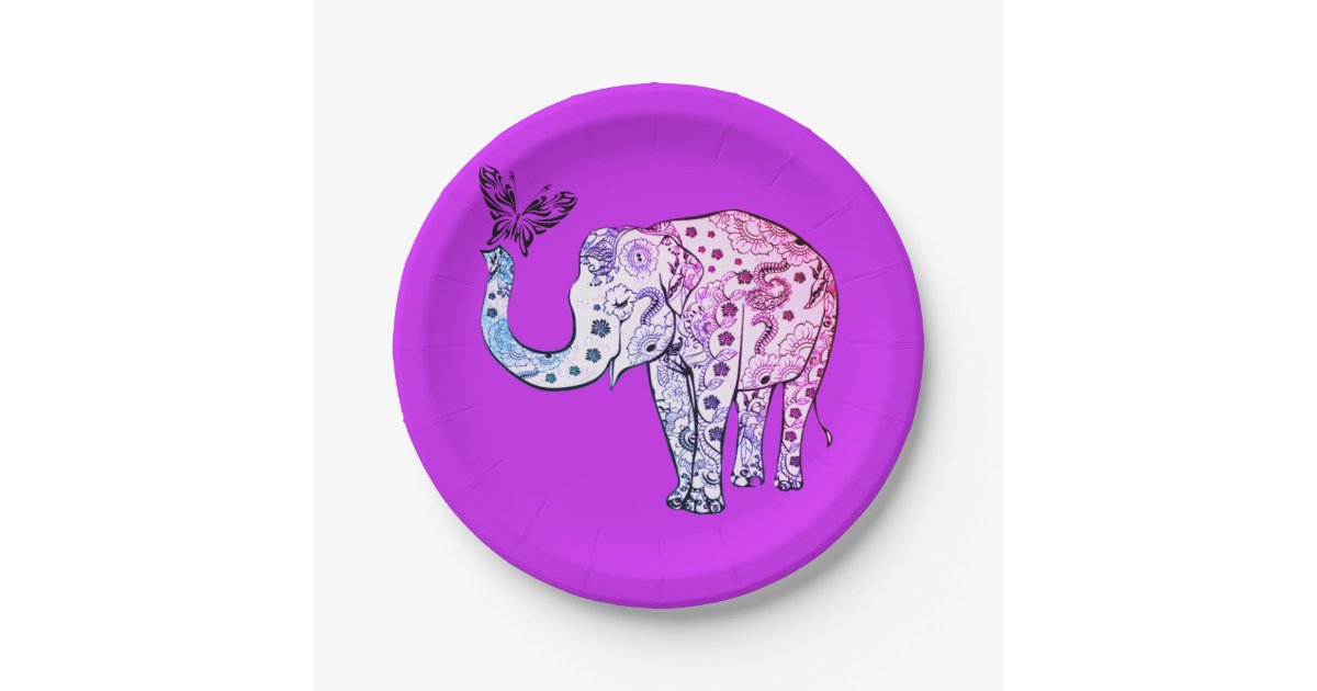 Purple Elephant Paper Plates | Zazzle