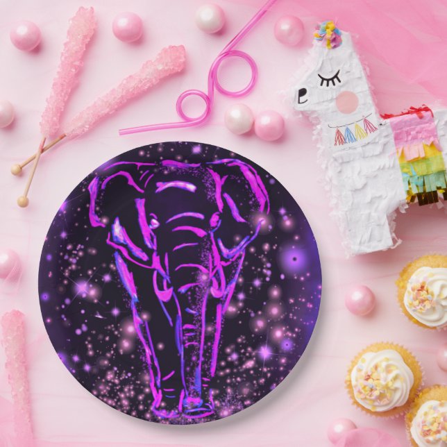 Purple Elephant Paper Plates (Party)