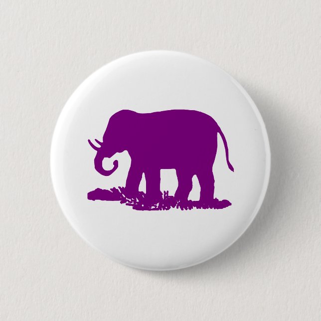 Purple Elephant Pinback Button (Front)