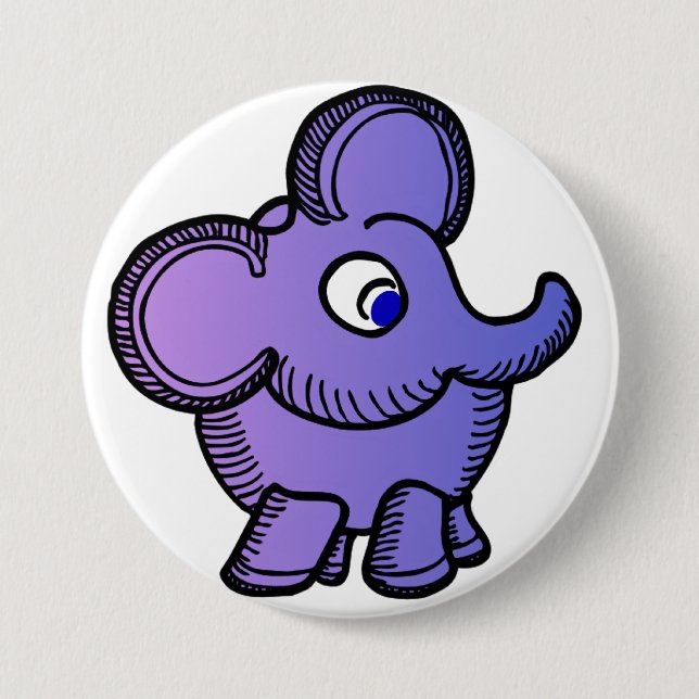 Purple Elephant Pinback Button (Front)