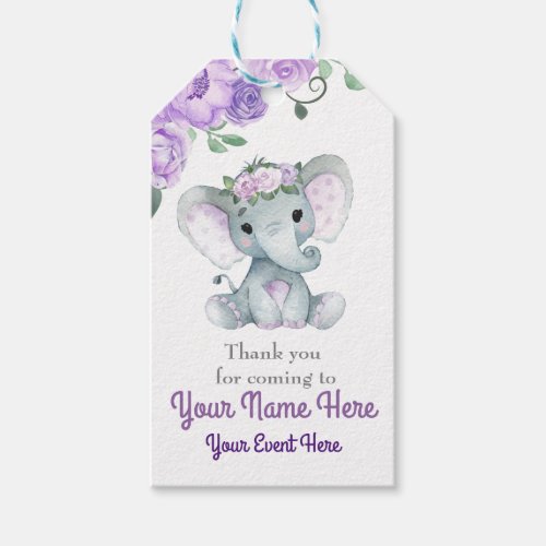 Purple Elephant Thank You Tag Roses